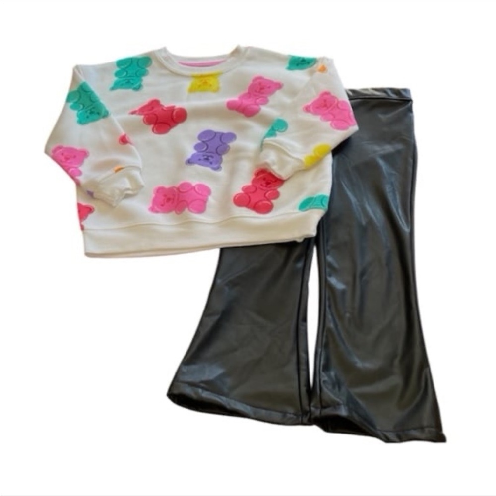 Girls 5T Gummy Bears Sweatshirt & Faux Leather Pants